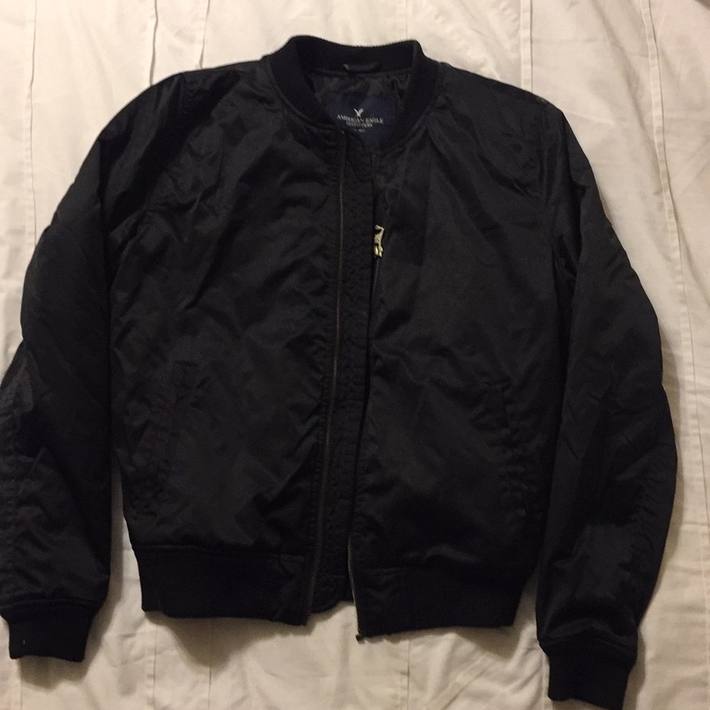 American Eagle Black Bomber Jacket